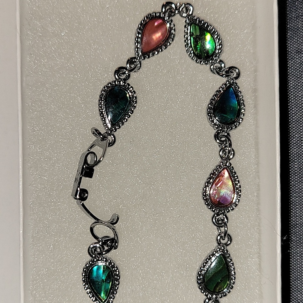 Tear Drop Link Multicolored Abalone Shell 7.5" Si… - image 3